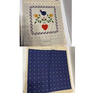 Vintage Cut and Sew Fabric Panel springs country stencil Pillow craft farmhouse